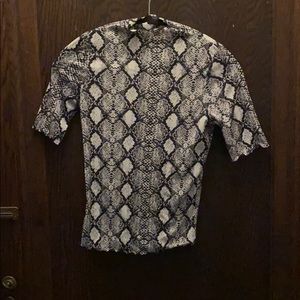 Snakeskin short sleeve high neck top